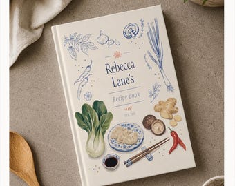 Custom Recipe Book, Personalized Asian Cookbook, Recipe Organizer, Gift for Her/Him, Softcover/Hardcover,