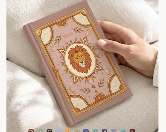 Custom Personalized Journal, Name Notebook, Astrology Theme, Leo, Zodiac Journal, Ruled/Dotted/Blank Pages