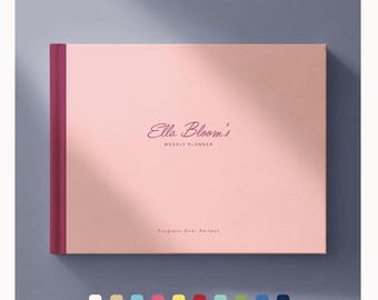 Personalized Weekly Planner, 2026-2027 , Custom Name Cover, Monthly Agenda, Goal tracker, Softcover/Hardcover