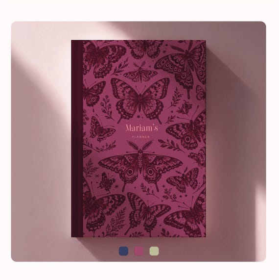Personalized Daily Planner 2026-2027, Butterflies, Custom Weekly Monthly Agenda, Goal tracker