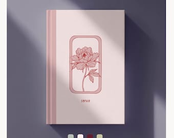 Personalized Planner, 2026-2027, Peony Floral Cover, Custom Daily Weekly Monthly Agenda, Yearly Overview