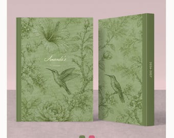 Custom Personalized Planner 2026-2027, Botanical Cover, Daily Weekly Monthly Agenda, Goal tracker, Hummingbird