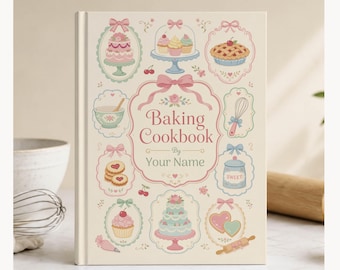 Custom Cookbook, Personalized Baking Recipe Book, Dessert Journal, Gift for Her, Softcover/Hardcover