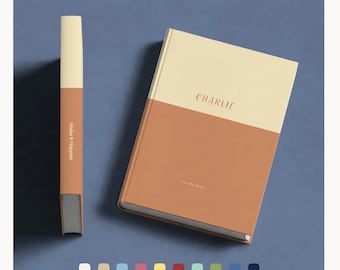 Custom Name Notebook, Personalized Writing Journal, Minimal Color Block Cover