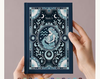 Aquarius Custom Zodiac Journal, Personalized Astrology Notebook, Zodiac Sign, Ruled Pages, Softcover/Hardcover