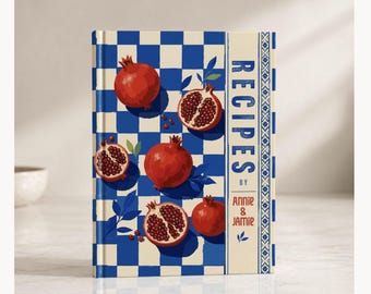 Custom Recipe Book, Personalized Cookbook, Recipe Organizer, Gift for Her/Him, Softcover/Hardcover, pomegranates