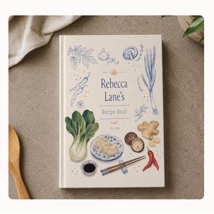 Custom Recipe Book, Personalized Asian Cookbook, Recipe Organizer, Gift for Her/Him, Softcover/Hardcover,