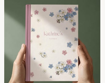 2026-2027 Personalized Planner, Custom Daily Weekly Monthly Planner, Name Cover, Forget-Me-Not Wildflowers, Floral Design
