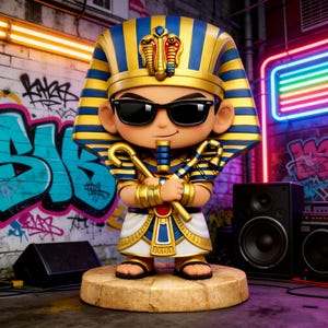 Tutankhamun Figurine, Cute Egyptian Pharaoh Statue, Kawaii Clay King Tut, Mini Egypt Desk Decor, Unique History Gift
