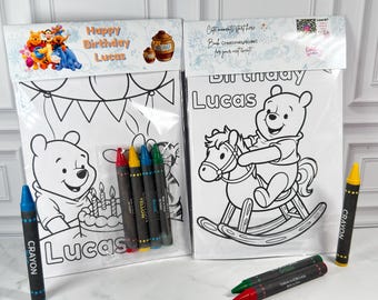 Winnie the Pooh Custom Coloring Pages | Birthday Party Favors | Kids Activity