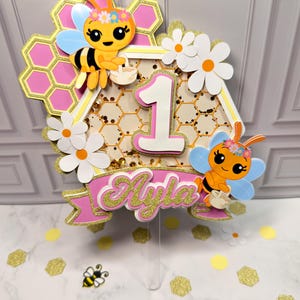 Custom Abejita Chiquitita Birthday Cake Topper 3D Design| Shaker | Baby Shower | Bee Topper image 6