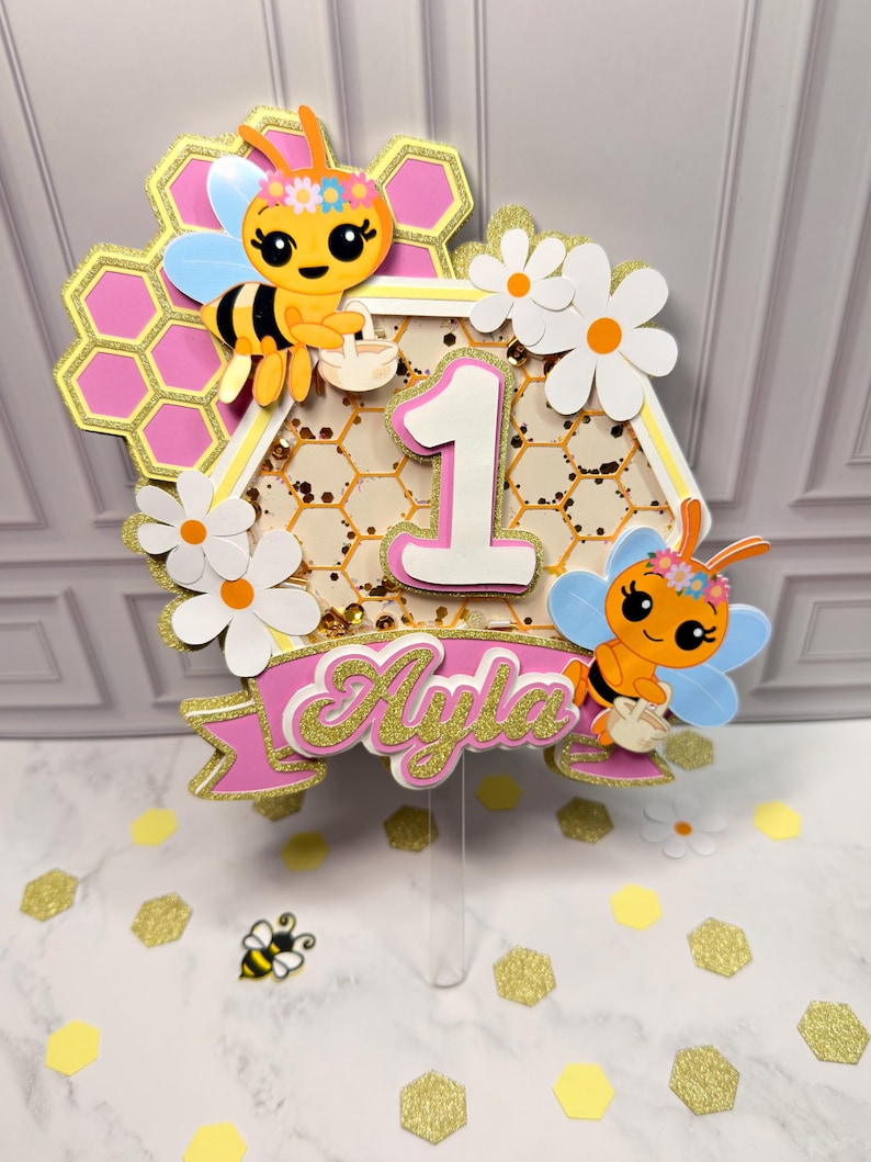 Custom Abejita Chiquitita Birthday Cake Topper 3D Design| Shaker | Baby Shower | Bee Topper image 6
