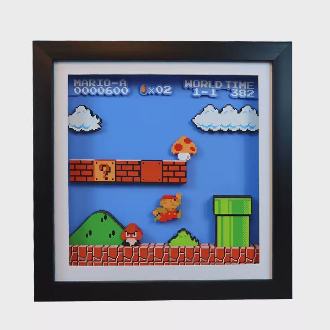 3D Pixel Art Diorama: Super Mario Bros. Retro Game Scene - Shadow Box ...
