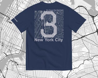 Koszulka z grafiką Babe Ruth na stadionie Yankee: Komfortowe kolory Koszulka z mapą Bronxu w kolorze granatowym