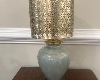1970年代ヴィンテージ Reliance Lamp Co.製 ティール＆ゴールドセラミック製テーブルランプ