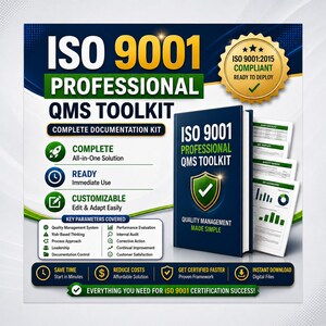 ISO 9001:2015 Professional QMS Toolkit | Complete Quality Management System | Editable DocX & XLSX Templates