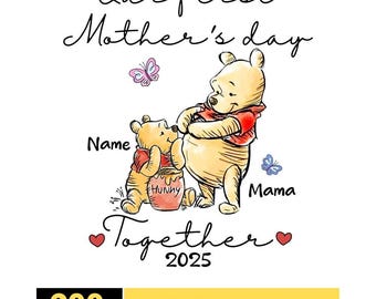 Gepersonaliseerde Winnie de Poeh-mama png, Disneyland Pooh Bear png, Disneyland vader moeder 2026 png, Disneyland zwangerschap, digitale download