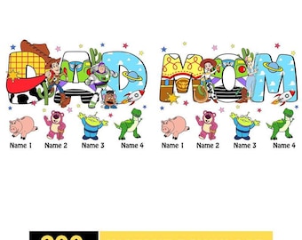 Aangepaste Toy Story vader moeder png, Disneyland Vaderdag png, familie Toy Story bijpassende png, zomervakantie, Vaderdagcadeau, digitale download