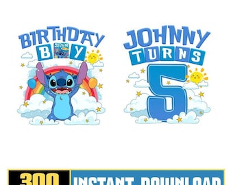 Gepersonaliseerde steekverjaardag png, aangepaste steek familieverjaardag png, lilo and stitch png, lilo and stitch verjaardag png, digitale download