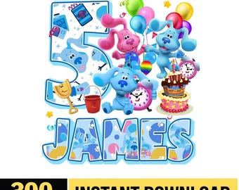 Blues Clues familieverjaardag bijpassende png, Blues Clues-personages png, Blues Clues geïnspireerde verjaardag png, Blues Clues png, digitale download