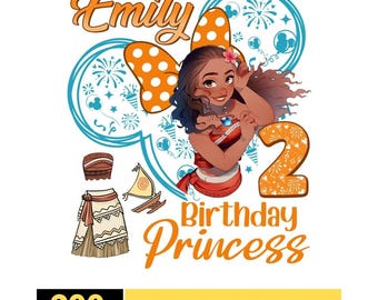 Gepersonaliseerde Moana Princess-verjaardag png, Disneyland-prinses, Moana-prinses png, Disneyland-verjaardagsmeisje, meisjesreis png, digitale download