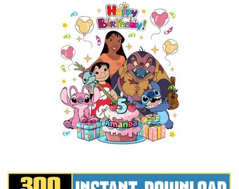 Aangepaste steek familie verjaardag png, gepersonaliseerde steek verjaardag png, lilo and stitch png, lilo and stitch verjaardag png, digitale download