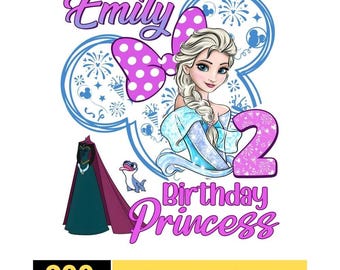 Gepersonaliseerde Elsa Princess-verjaardag PNG, Disneyland-prinses, Elsa Princess png, Disneyland-verjaardagsmeisje, meisjesreis png, digitale download