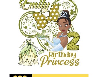 Gepersonaliseerde Tiana-prinses verjaardag png, Disneyland-prinses, Tiana-prinses png, Disneyland-verjaardagsmeisje, meisjesreis png, digitale download
