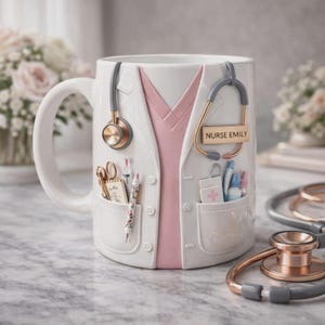 Personalized Nurse Mug,2D Stethoscope Medical Uniform Coffee Cup