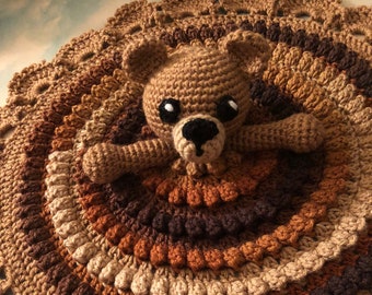 Teddy bear lovey - Bear Amigurumi - Amigurumi - Crochet bear lovey - security blanket - baby toy - Crib toy -
