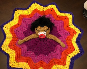 Sweet Pea Lovey-security blanket-crochet lovey-baby shower gift-baby gift-keepsake-african american doll