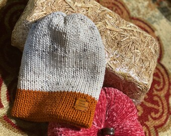 Adult Knit beanie, Pumpkin Spice, Fall hat, Beanie