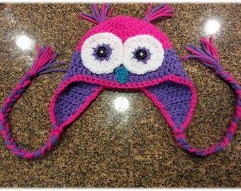 3-6 Month Owl baby crochet hat