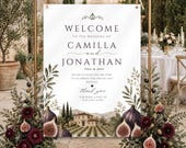 Wild Fig Wedding Welcome Sign Template, Large Elegant Wedding Sign, DIY Welcome Poster, Luxury Editable Template, Printable Sign, Download