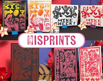 Misprint Block Prints - Big Deals!!!, It's SHOWTIME!!!, Mike Check!, and It's TV TIME