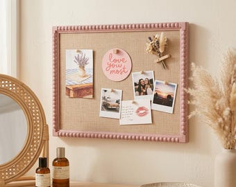 Perlen Leinen Kork Pinnwand, 33 x 43 cm Pinnwand für Fotos und Notizen, dekorative Memoboard für die Wand im Home Office