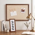 Wooden Linen Cork Pin Board (13x17in), Beaded Photo Strip Memory Display Frame, Memo Board For Photos Notes Cards, Home Office Decor Gift product logo