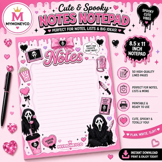 Scream Notes Digital Notepad Printable | (PDF Download) US Letter Size