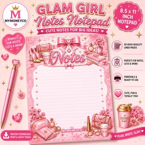 Boss Girl Notes Digital Notepad Printable | (PDF Download) US Letter Size