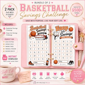 Basketball Bundle Savings Challenge PDF Digital Download A6 Format
