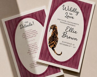 Wildly In Love Bachelorette Invitation, Western Bach Party Invite, Canva Template (Digital Download)