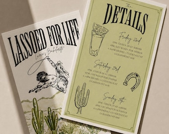 Western Bachelorette Weekend Itinerary Template, Rodeo Bach Invite, Editable in Canva