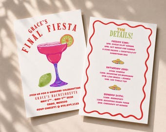 Final Fiesta Bachelorette Invitation Template, Cabo Bach Weekend Itinerary (Digital Download)