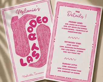 Western Bachelorette Invitation Template, Last Rodeo Cowgirl Bach Invite, Printable Canva Template