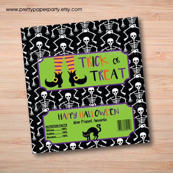 Fully Customized Black and Silver Party Candy Bar Wrappers DIY PRINTABLE