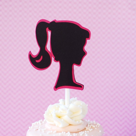 Vintage Barbie Like Doll Silhouette Inspired cupcake toppers - set of 12 Il_570xn