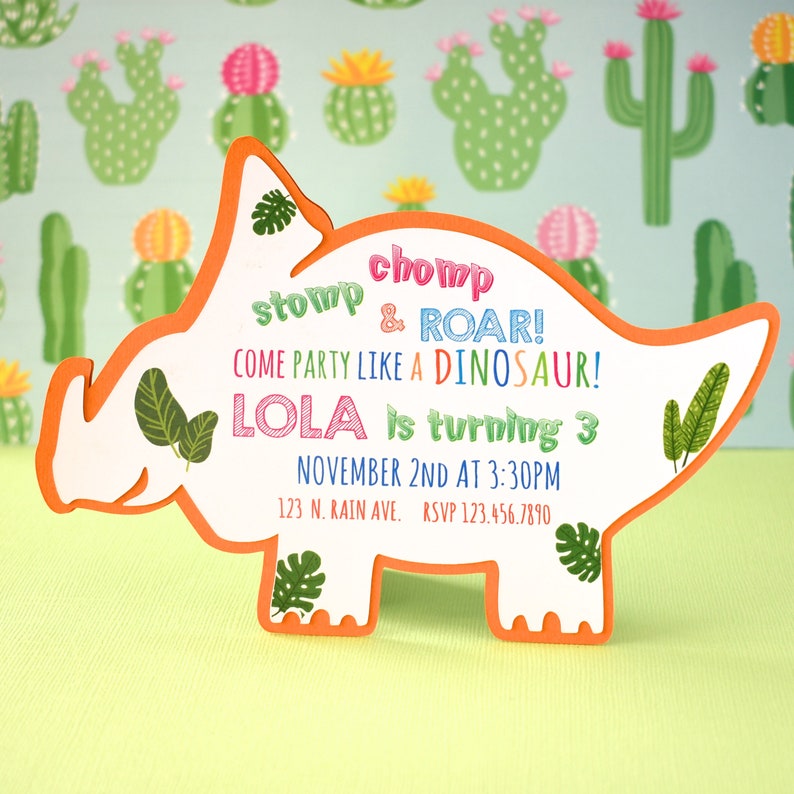 Baby Shower Invitation Die cut Dinosaur Birthday Invitation Dinosaur Party Invitation