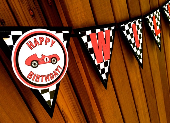 Custom Race Car Pennant Name Banner - Single or double letters Il_570xn
