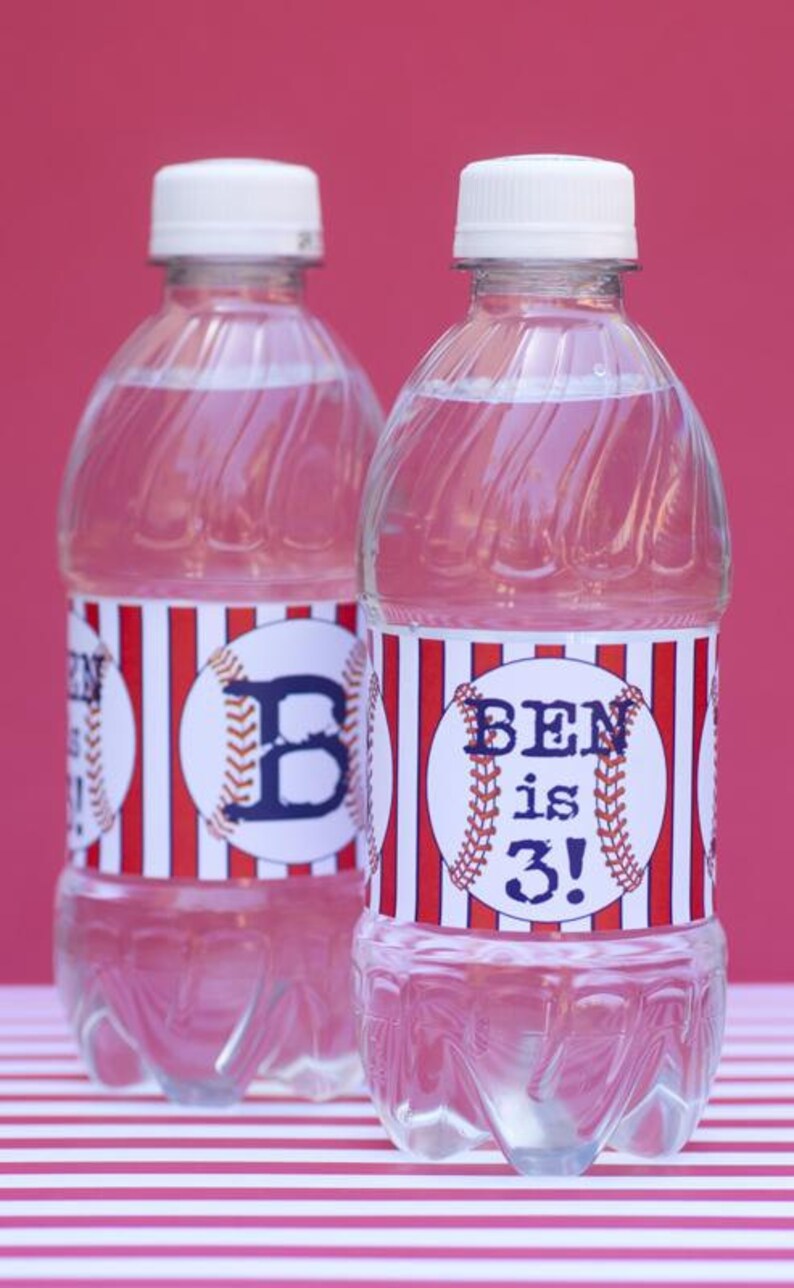 Baseball Water Bottle Labels Personalized REGULAR Bottle Etsy