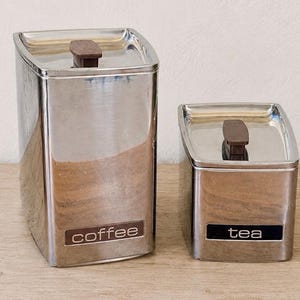 Vintage 1960s Lincoln Beautyware Stacking Canisters – Chrome, Brown, Mid-Century Kitchen Storage